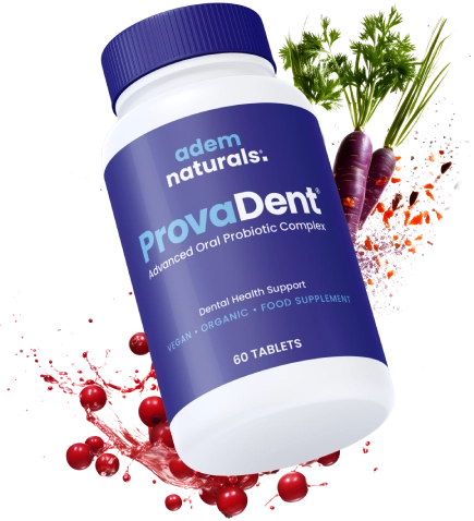 ProvaDent oral probiotic supplement bottle for teeth, gum and fresh breath support